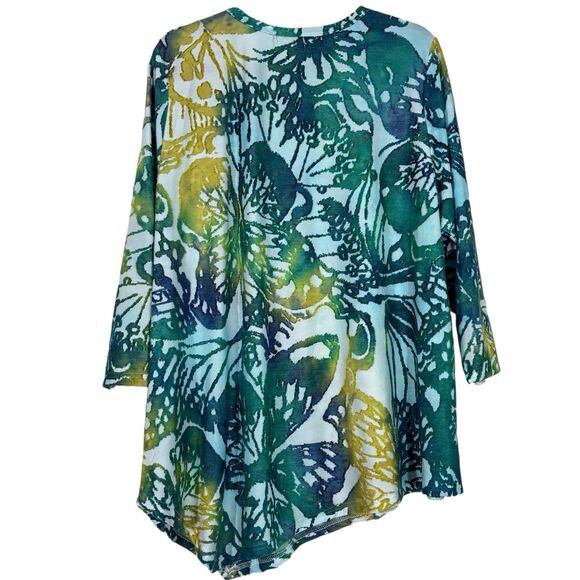 Calessa Butterfly Burnout Textured Tunic Top Shirt Womens Size 2X Boho Artsy - Picture 5 of 7